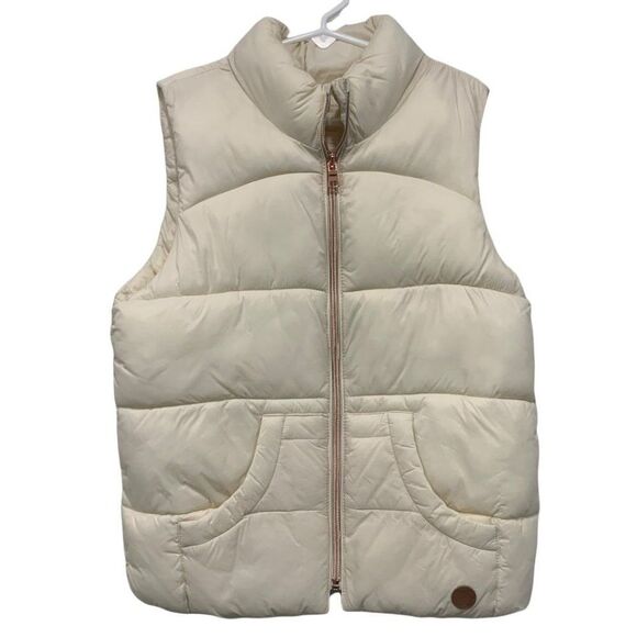 Other - Mango Kids Girls Size L Creme Puffer Vest Quilted Sleeveless Zip Front Pockets